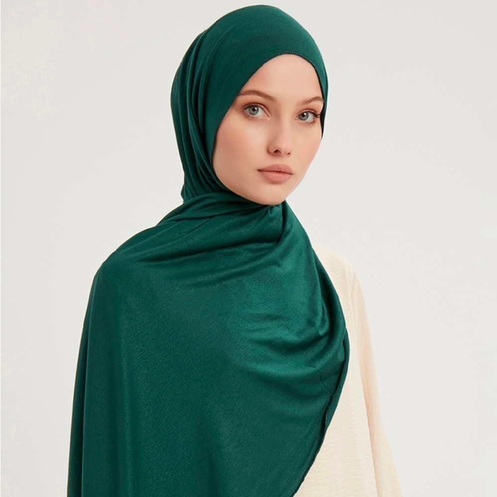 Super soft and stretchy jersey hijabs shawl Green scarf